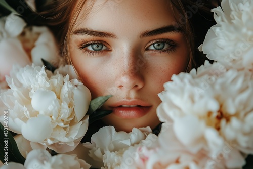 Bridal Portrait With Bouquet in Soft Lighting Captured During Wedding Prepara...