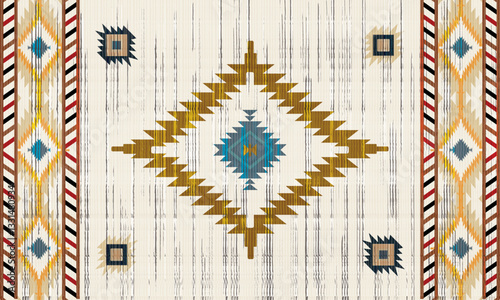 Navajo tribal vector seamless pattern. Native American ornament. Ethnic South Western decor style. Boho geometric ornament. Vector seamless pattern. Mexican blanket, rug. Woven carpet illustration