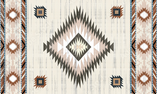 Navajo tribal vector seamless pattern. Native American ornament. Ethnic South Western decor style. Boho geometric ornament. Vector seamless pattern. Mexican blanket, rug. Woven carpet illustration