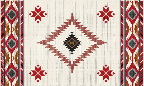 Navajo tribal vector seamless pattern. Native American ornament. Ethnic South Western decor style. Boho geometric ornament. Vector seamless pattern. Mexican blanket, rug. Woven carpet illustration