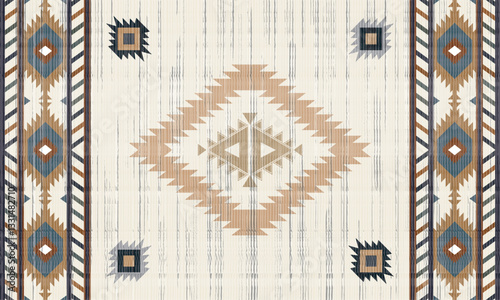 Navajo tribal vector seamless pattern. Native American ornament. Ethnic South Western decor style. Boho geometric ornament. Vector seamless pattern. Mexican blanket, rug. Woven carpet illustration