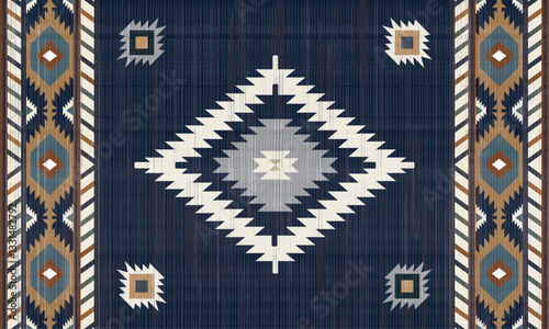 Navajo tribal vector seamless pattern. Native American ornament. Ethnic South Western decor style. Boho geometric ornament. Vector seamless pattern. Mexican blanket, rug. Woven carpet illustration