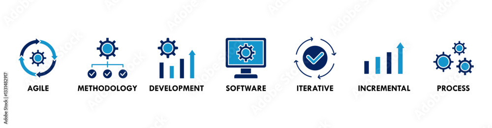 Scrum development banner web icon vector illustration concept with icon of agile, methodology, development, software, iterative, incremental and process Scrum development banner web icon vector illustration concept with icon of agile, methodology, development, software, iterative, incremental and process