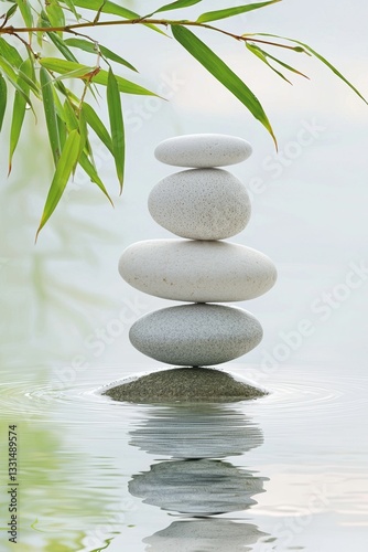 Feng shui spa stock includes stream stones and bamboo shoots