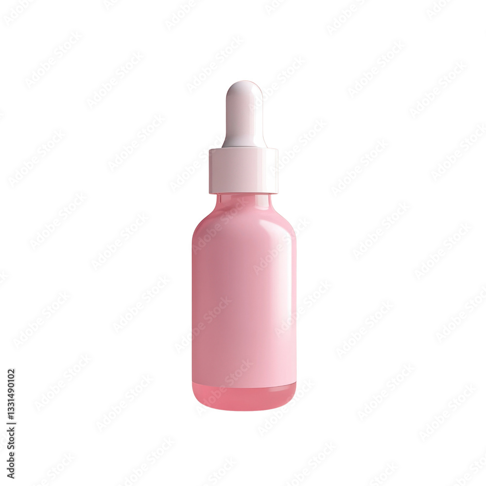 Pink Dropper Bottle for Serums and Essential Oils on Transparent Background Pink Dropper Bottle for Serums and Essential Oils on Transparent Background