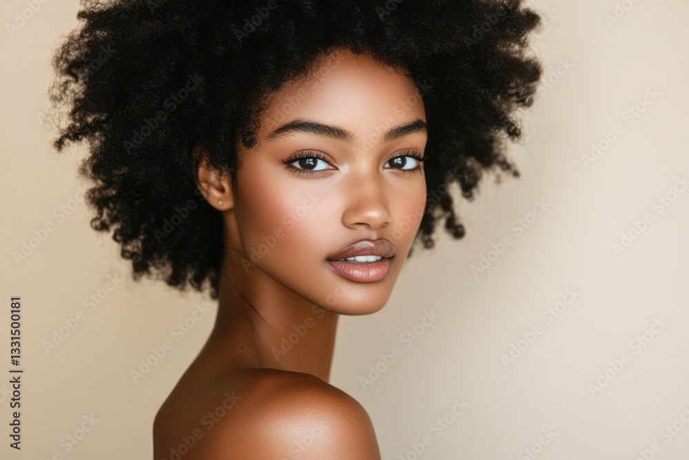 Portrait of a beautiful woman with afro and dark skin Portrait of a beautiful woman with afro and dark skin