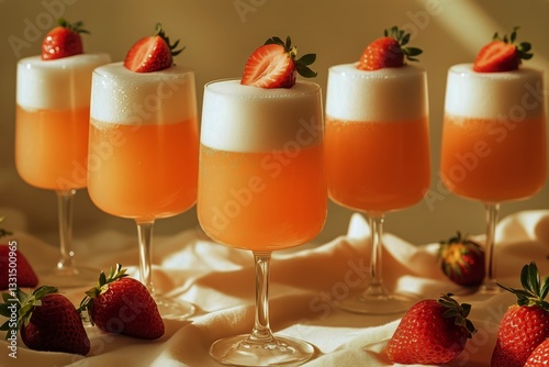 Refreshing Fruit Cocktails With Strawberries on a Neutral Backdrop in Bright ...