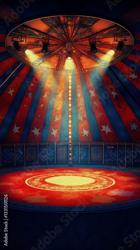 Beautiful Circus Tent Glowing With Spotlights and a Colorful Interior in the ...