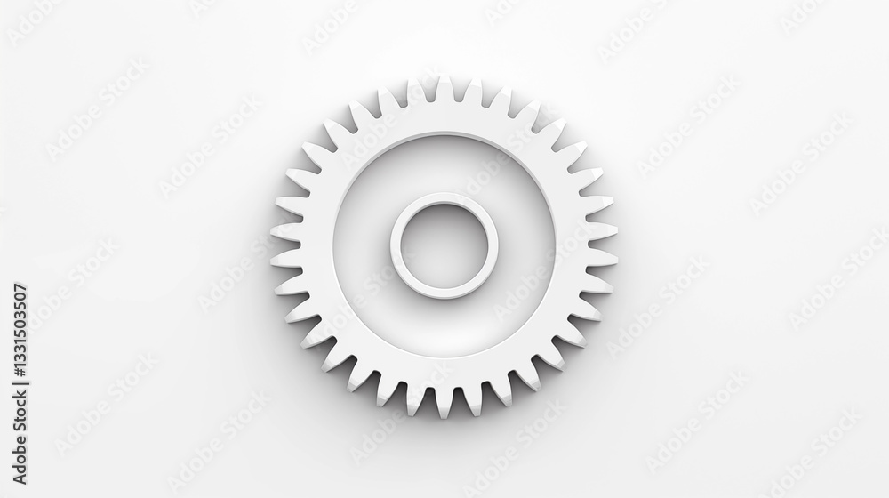 White Gear Cogwheel 3D Render Machine Part Industrial Design White Gear Cogwheel 3D Render Machine Part Industrial Design