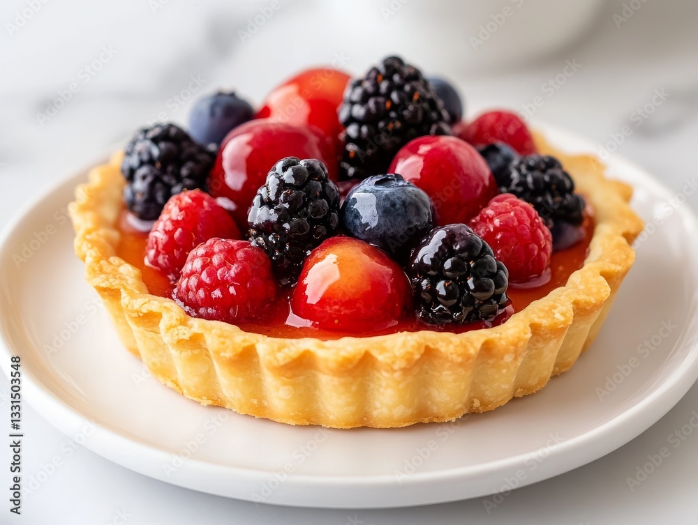 Close-up of a mini fruit tart with various berries Close-up of a mini fruit tart with various berries