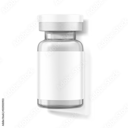 Clear glass ampoule mockup for cosmetology products. Vector illustration isolated on white background. Can be use for pharmacy cosmetic and other. Ready for your design. EPS10.