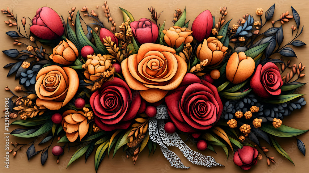 Naklejka premium Autumn Floral Arrangement (1)