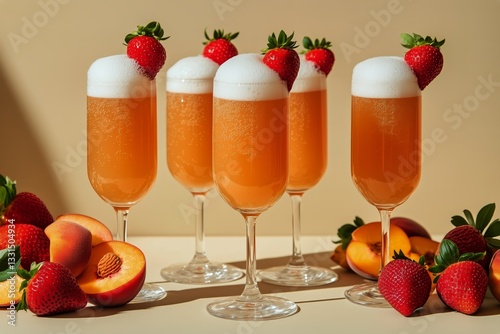 Refreshing Fruit Cocktails With Strawberries on a Neutral Backdrop in Bright ...