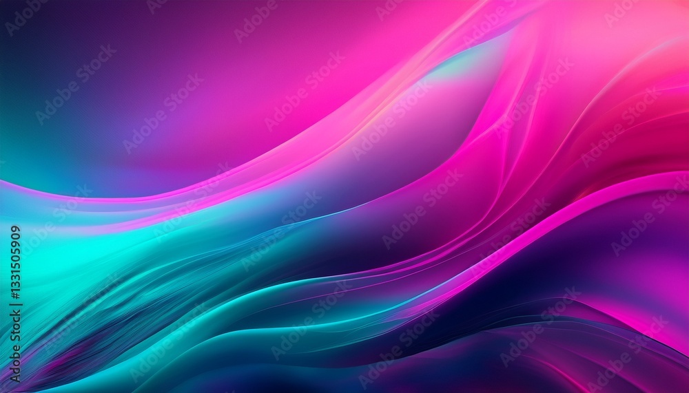 Fototapeta premium Vibrant abstract background featuring a seamless neon gradient blur of vivid pink, purple, and teal colors.