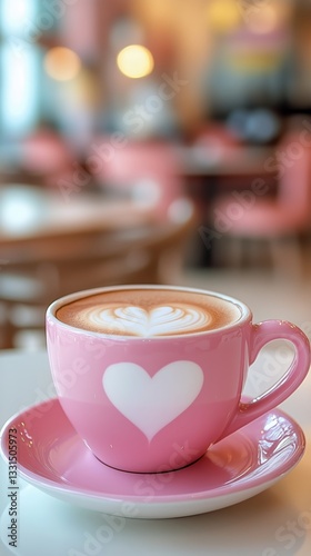 Coffee Cup With Heart Design Served in a Cozy Cafe Setting During the Early M...