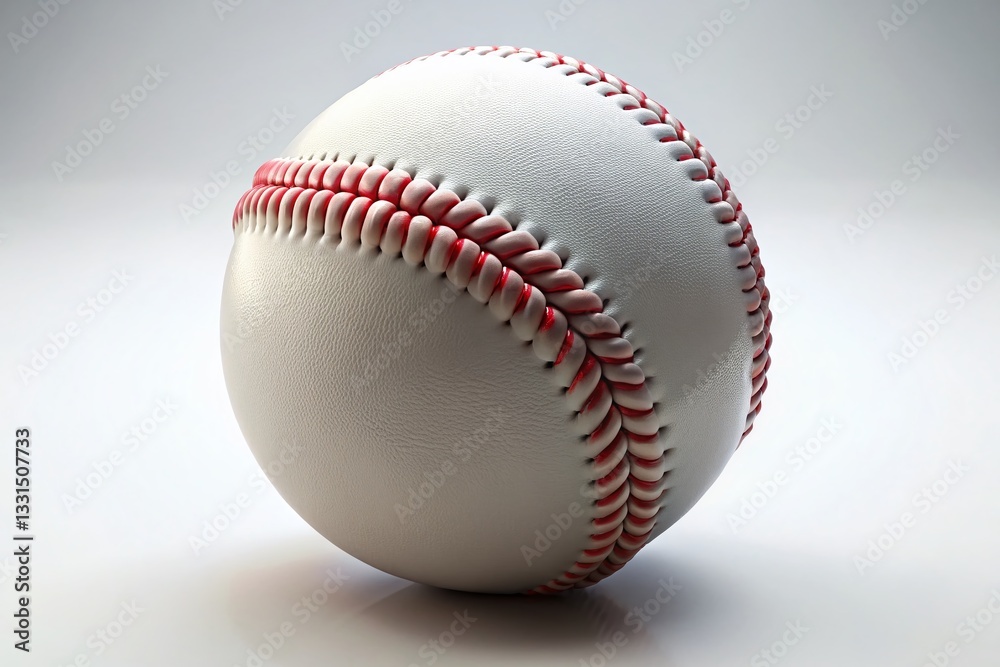 Isolated Baseball 3D Render: Perfect White Background Stock Photo