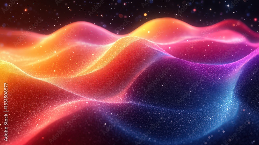 Obraz premium Ethereal luminous gradients flowing across a glittering cosmic landscape