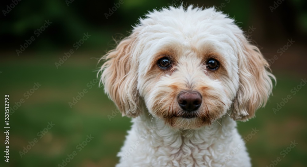 Adorable Fluffy Poodle Puppy Portrait - Sweet, curious, fluffy poodle puppy with brown ears and nose. Symbolizing: loyalty, playfulness, companionship, innocence, affection Adorable Fluffy Poodle Puppy Portrait - Sweet, curious, fluffy poodle puppy with brown ears and nose. Symbolizing: loyalty, playfulness, companionship, innocence, affection
