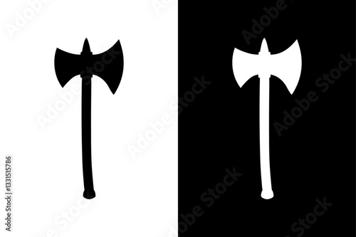 Black and White Axe Vector Sharp and Professional Silhouette.