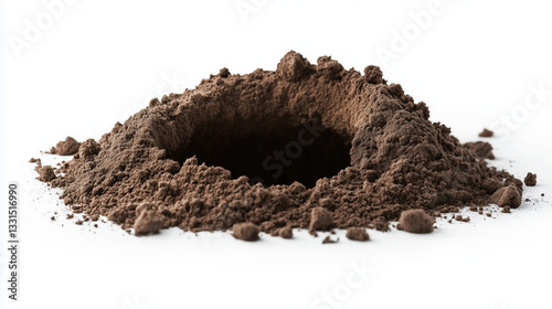 earth hole in ground isolated on white background