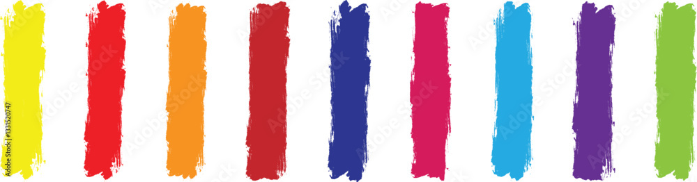 Set of colorful brush strokes, lines, Brush stain. Grungy brushes collection. Vector black paint brush. Rectangle brush collection. Colorful paint strokes. permanent marker pen stroke set.