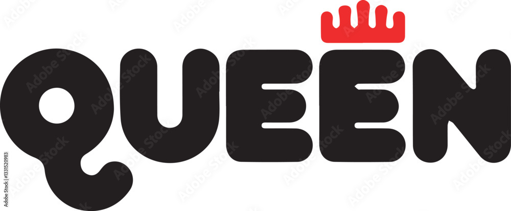 Queen Typography Vector: Royal Text Graphic with Crown for Design & Branding Queen Typography Vector: Royal Text Graphic with Crown for Design & Branding