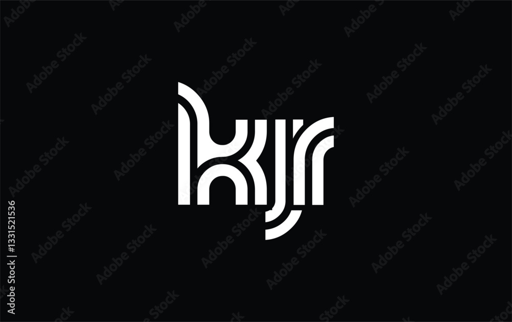 Fototapeta premium KJR Creative Unique Modern Letter Logo Design. Stylized logo featuring a unique letter design, presenting abstract minimalist aesthetics and modern appeal.