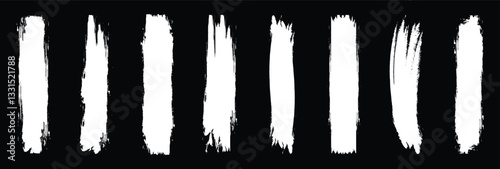 Chalk brush. Set of hand painted chalk brushes. White brush strokes. Vector paint brush stroke, ink splatter and artistic design elements. Dirty watercolor texture, box, frame, grunge background,