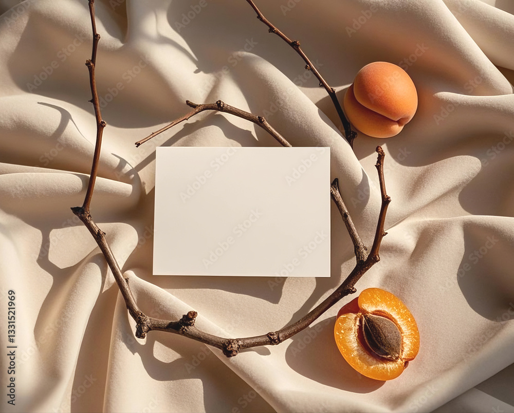 Fototapeta premium 감성적인 살구와 편지의 조화 / The Harmony of Fresh Apricots and a Letter