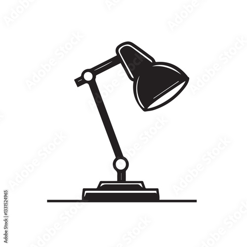 Desk Light Flat Black and White Icon Design Minimal on White Background 