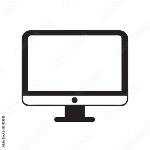 LED Monitor Flat Black and White Icon Design Minimal on White Background 