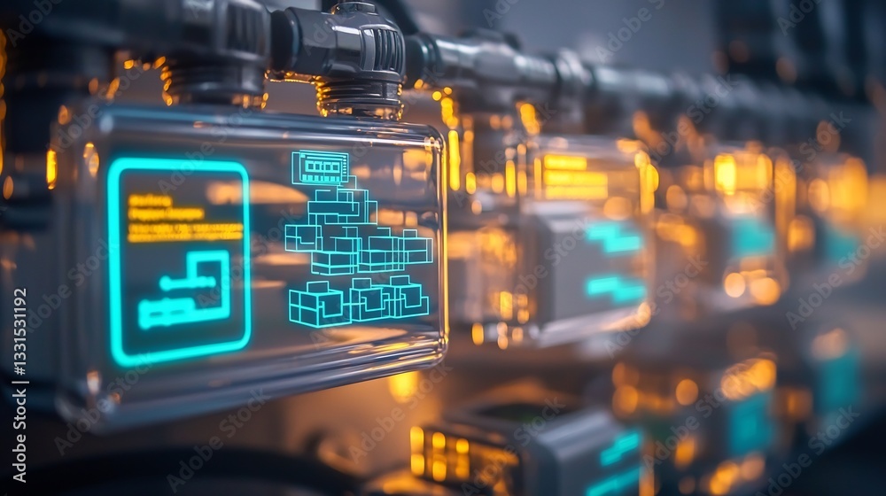 Fototapeta premium Futuristic technological control panel with glowing interface.