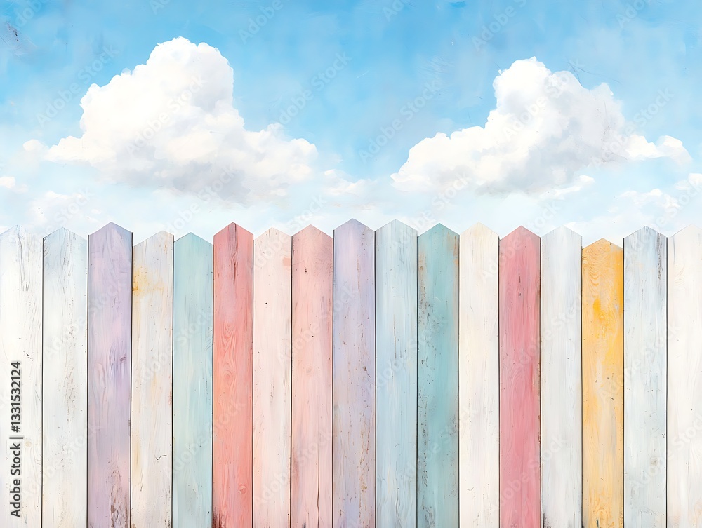 Pastel Fence for Blue Sky, Cloudscape. Pastel Fence for Blue Sky, Cloudscape.