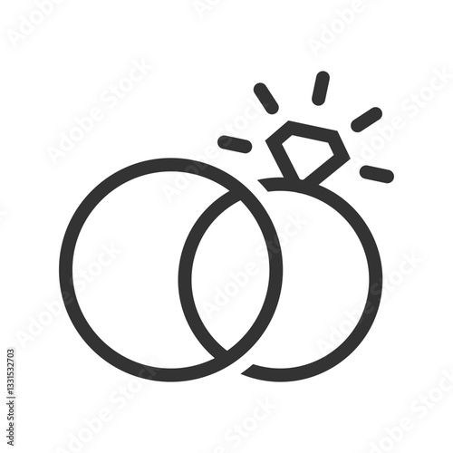 Wedding ring couple flat style isolated.