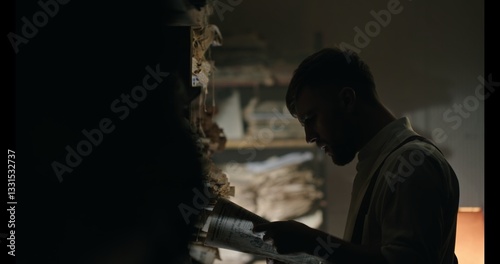 An Introspective Moment Spent in a Dimly Lit Study, Radiating a Unique Ambiance of Calm and Focus