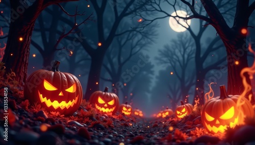 A creepy dark flyer with burning flames and eerie Halloween elements, abstract, devilish