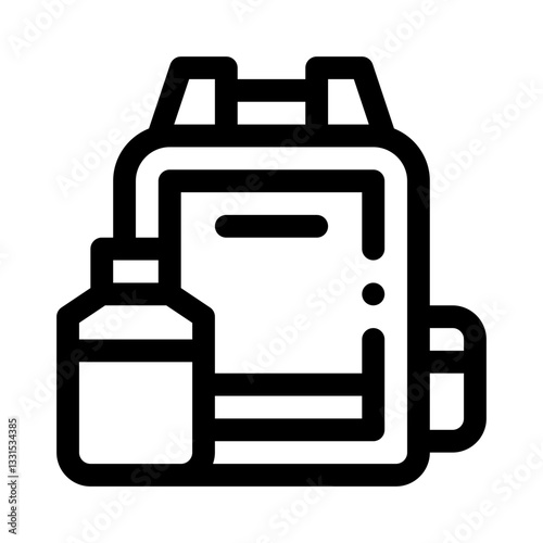 Backpack with Water Bottle line icon