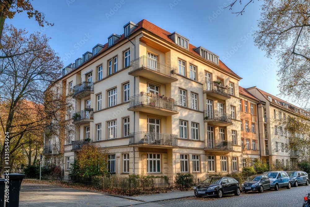 Multi-Family Apartment Building in Berlin, Germany. Architecture with Balconies in Central Berlin Multi-Family Apartment Building in Berlin, Germany. Architecture with Balconies in Central Berlin