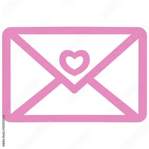 Love Letter Envelope Line Drawing Vector Illustration Icon