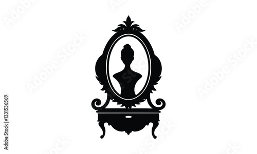 Mirror Reflects Woman Elegant and Framed