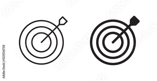 Bullseye vector icon set in black color.