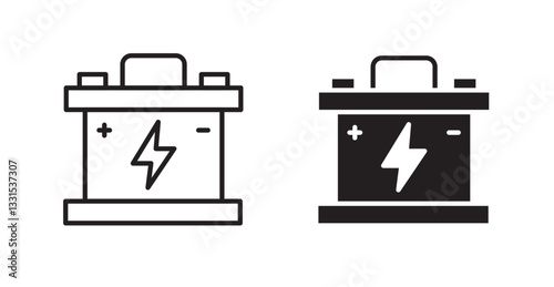 Car battery vector icon set in black color.