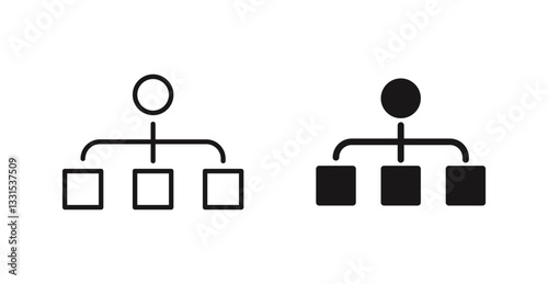 Chart tree vector icon set in black color.