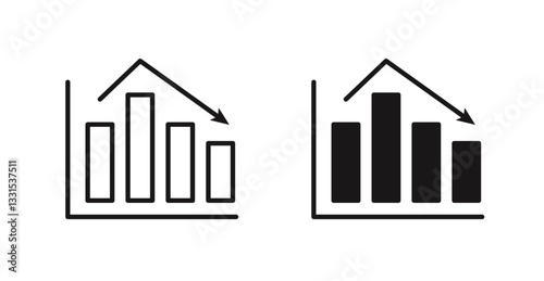 Chart histogram vector icon set in black color.