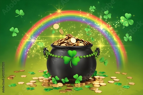 Chasing the Rainbow for a Pot of Coins on St. Patrick's Day.