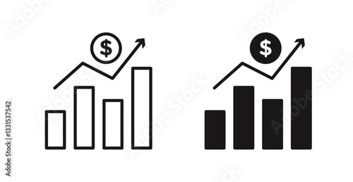Chat arrow grow vector icon set in black color.
