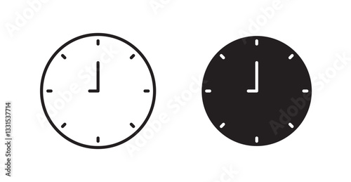 Clock nine vector icon set in black color.