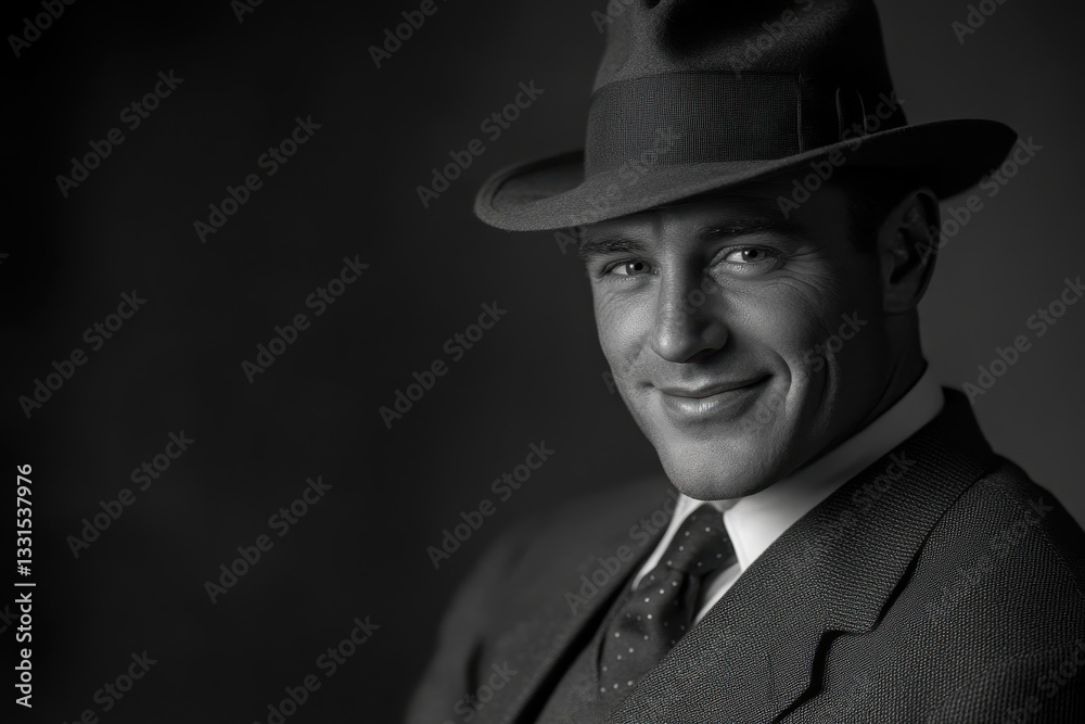 Man in suit and hat smiles, standing beside classic car at sunset in city street. Bright lights and vibrant colors illuminate the scene, evoking a sense of sophistication and luxury. Man in suit and hat smiles, standing beside classic car at sunset in city street. Bright lights and vibrant colors illuminate the scene, evoking a sense of sophistication and luxury.