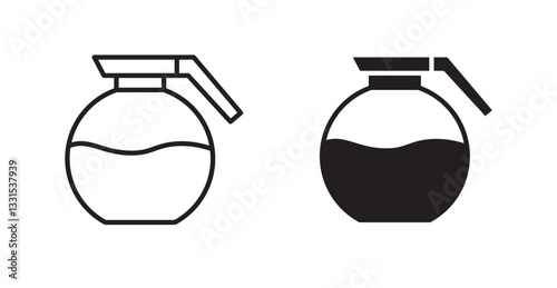 Coffee pot vector icon set in black color.