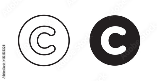 Copyright vector icon set in black color.